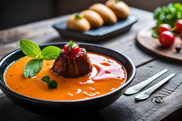 A plate of food with a cup of coffee and a plate of food on the table