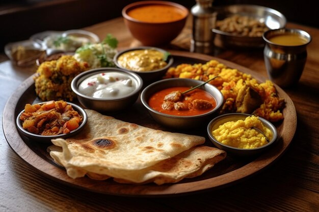 A plate of food with different dishes on it