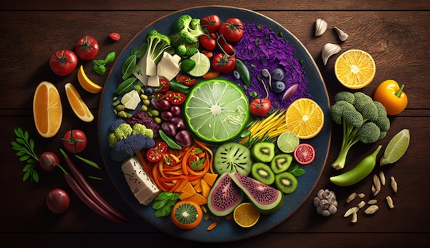 A plate of food with different foods on it