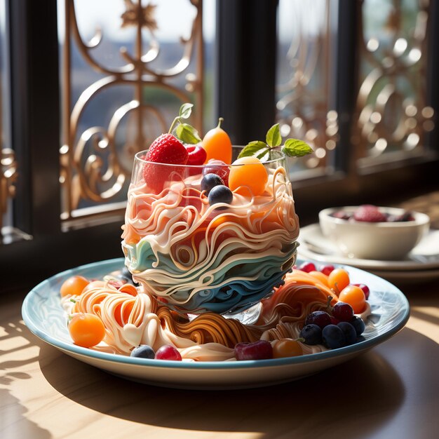 A plate of food with different types of desserts on it.