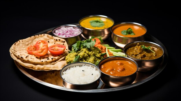 a plate of food with different types of sauces