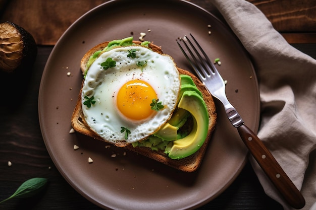 A plate of food with an egg on it