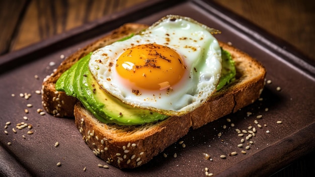 A plate of food with an egg on it