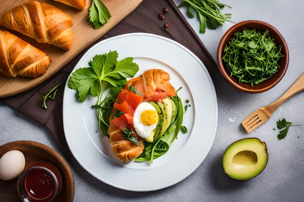 a plate of food with an egg on it