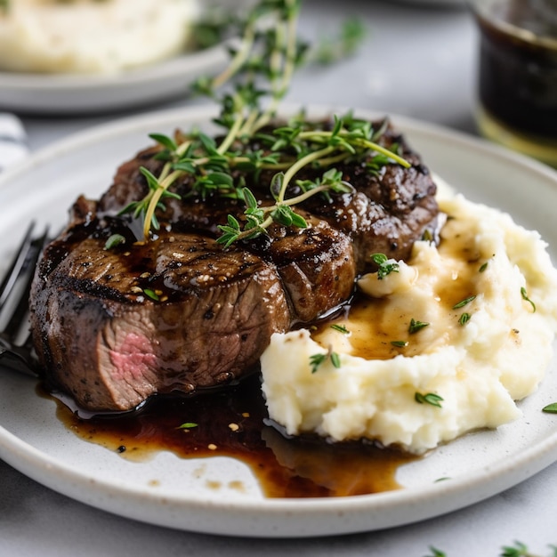 A plate of food with a fork and knife on it