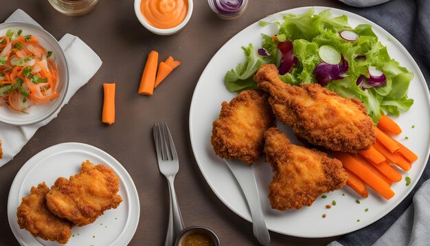 Photo a plate of food with a fork and knife on it