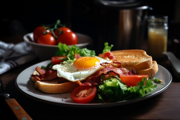 A plate of food with a fried egg on it