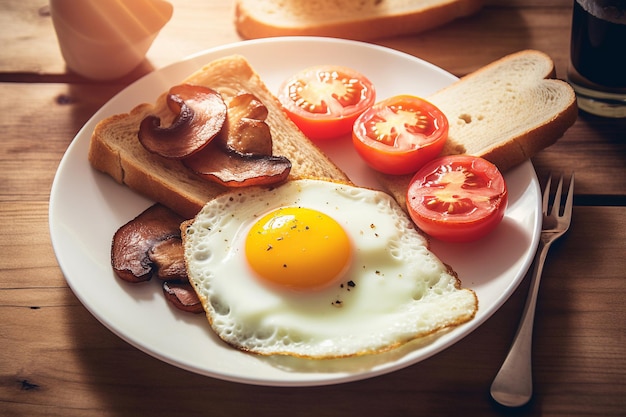 A plate of food with a fried egg and toast.