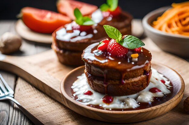 a plate of food with fruit on it