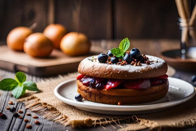 a plate of food with fruit on it