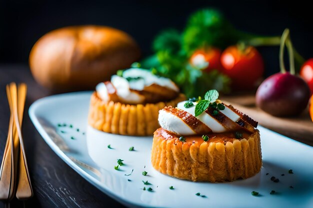 ナイフが乗った食べ物の皿