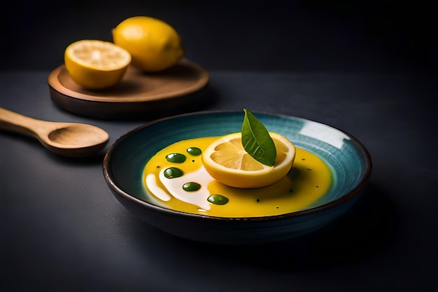 Plate of food with a lemon and lemon