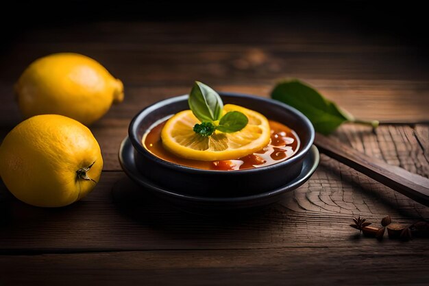 Foto piatto di cibo con un limone e limone