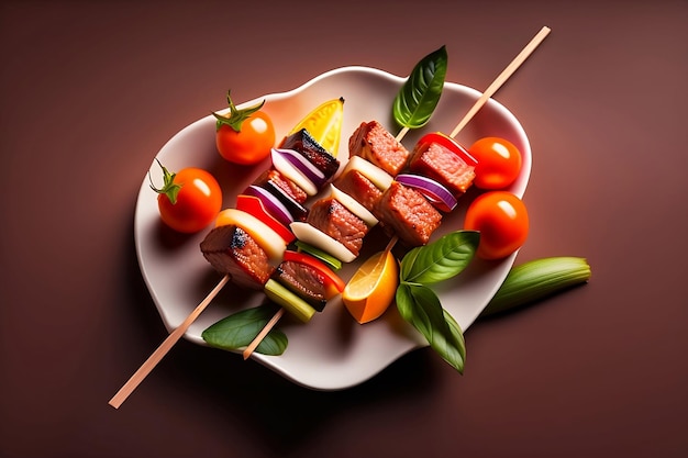 A plate of food with meat and vegetables on it