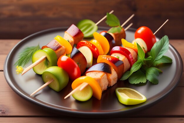 A plate of food with meat and vegetables on it