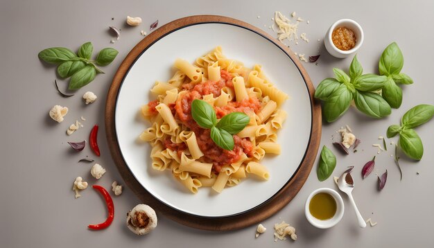 a plate of food with a picture of a plate of pasta and vegetables