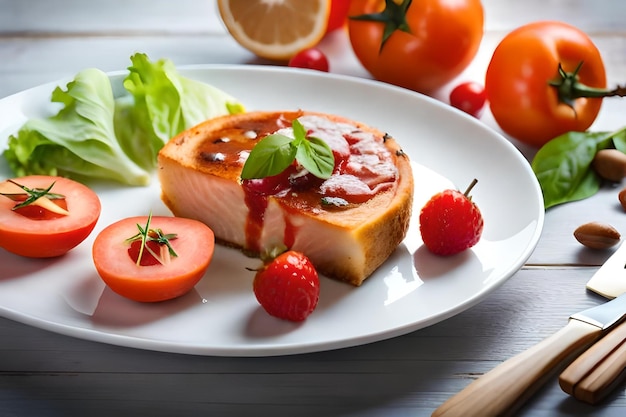 その上に肉の塊が付いた食料の皿