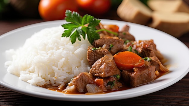 A plate of food with a piece of meat and vegetables on the side