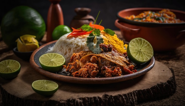 その上に食べ物のプレートが付いた食べ物のプレート