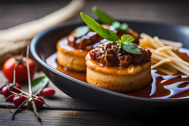 A plate of food with a plate of food on it