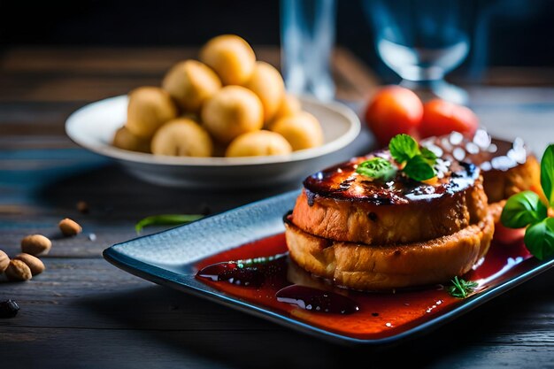 a plate of food with a plate of food on it