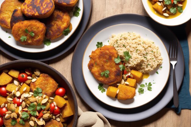 A plate of food with a plate of food on it