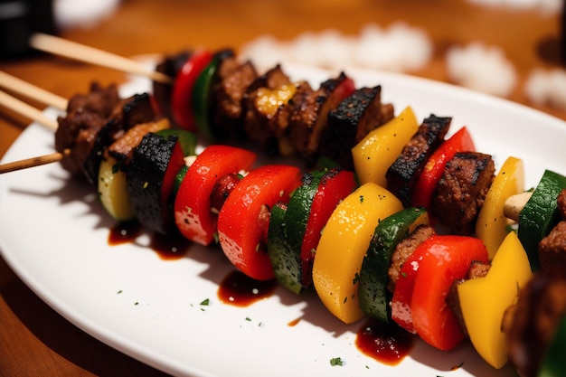 その上に食べ物のプレートが付いた食べ物のプレート