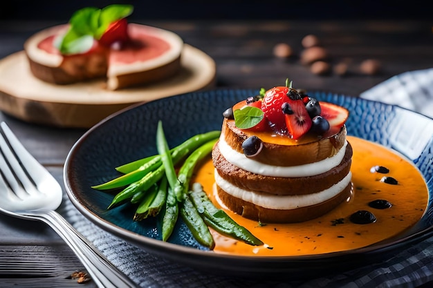 a plate of food with a plate of food on it