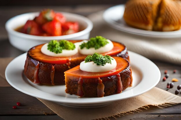 A plate of food with a plate of food on it