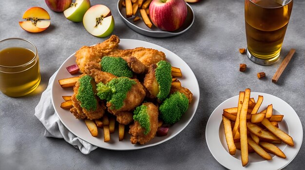 A plate of food with a plate of food and a plate of food with a plate of food on it.