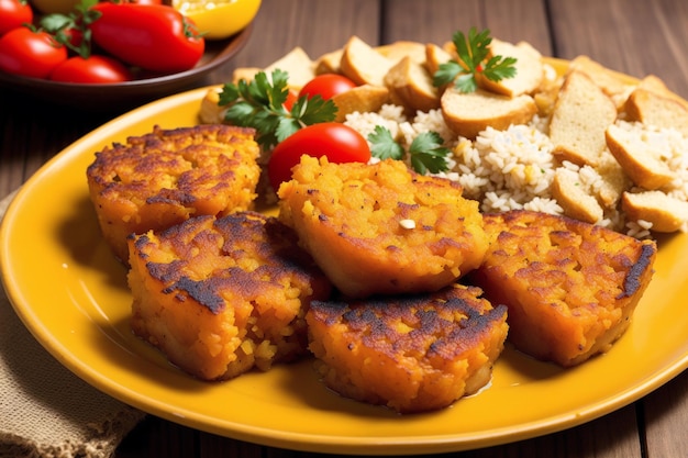 A plate of food with a plate of food with the word " sweet " on it.