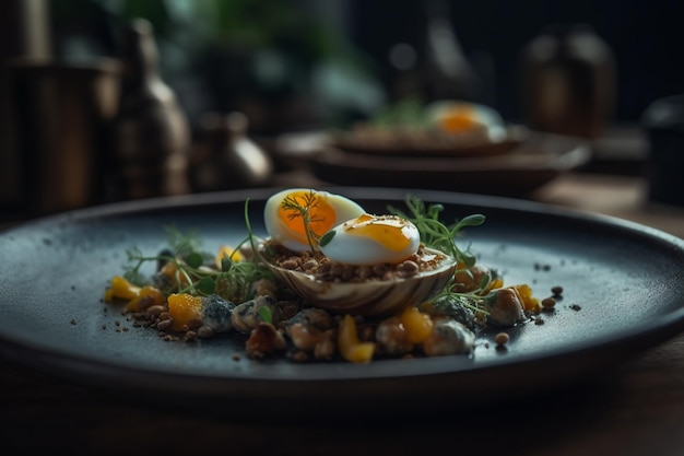 수란이 올려진 음식 접시