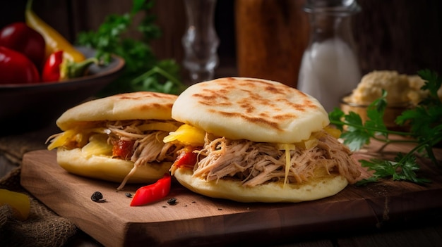 A plate of food with a pork bun on it