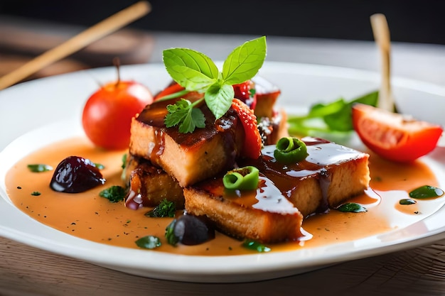 a plate of food with a recipe from the company's company