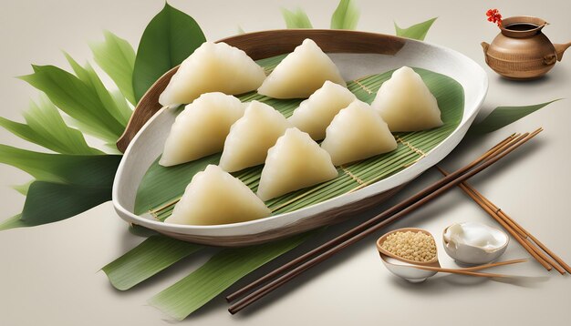 Photo a plate of food with rice and a pair of chopsticks