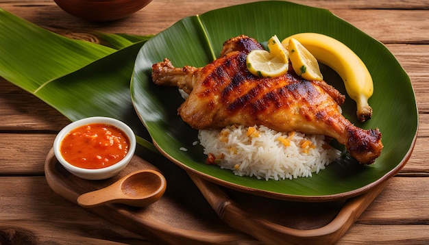 a plate of food with rice and a plate of food with rice and a spoon