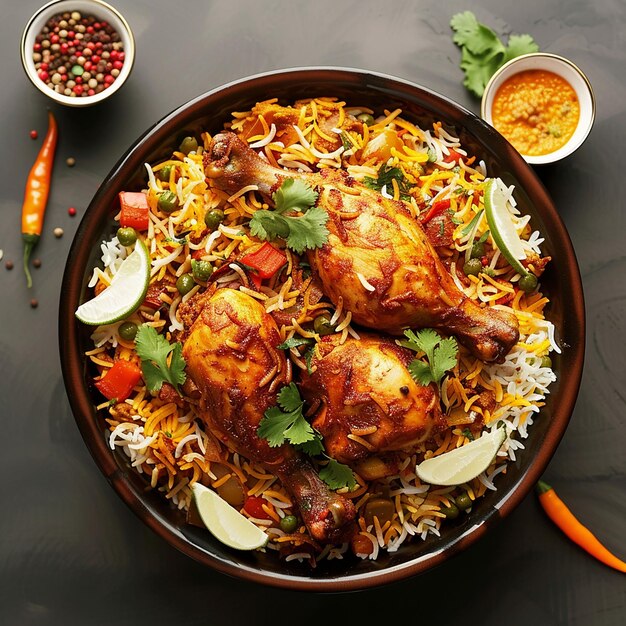 Photo a plate of food with rice rice and vegetables