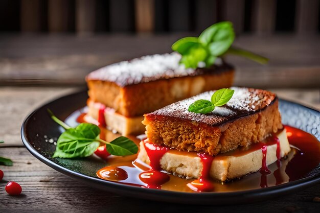 A plate of food with a slice of cake on it