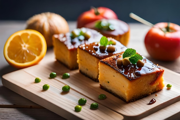 a plate of food with a slice of carrot on it