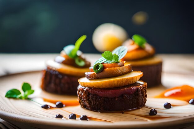 A plate of food with a slice of fruit on it