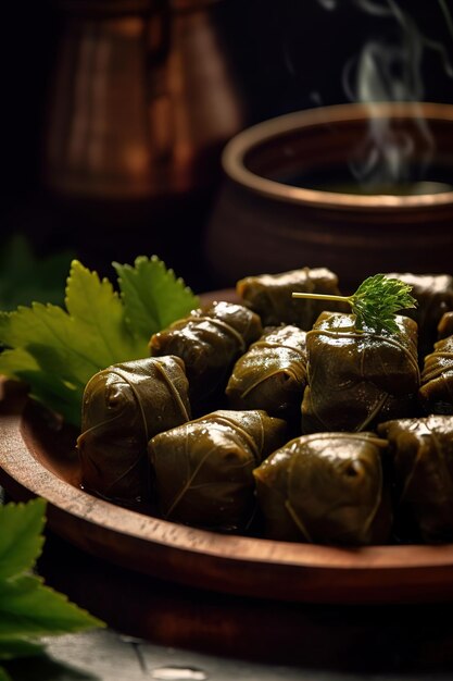 Photo a plate of food with a smoke coming out of it