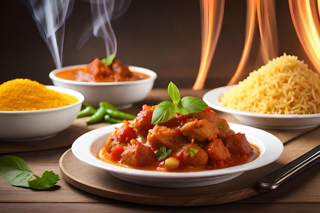 A plate of food with a smoke rising from the top.