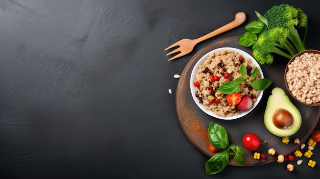 A plate of food with a spoon and a bowl of food on it