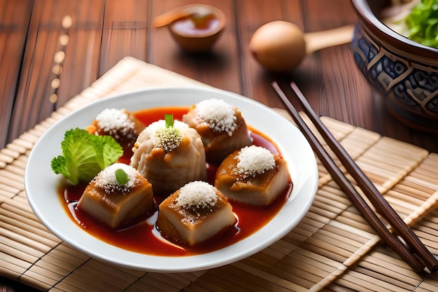 a plate of food with a spoon and a cup of tea