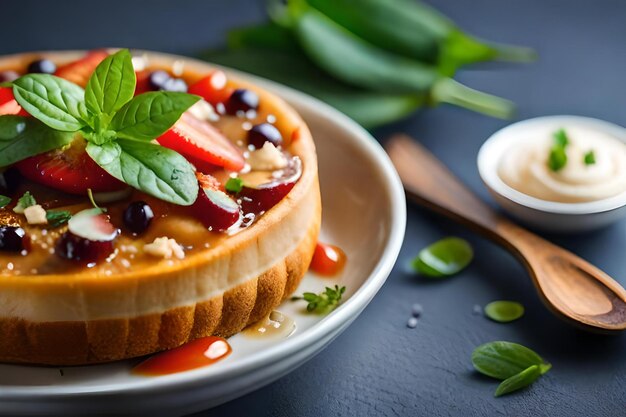 A plate of food with a spoon and a spoon on it