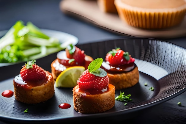 A plate of food with strawberries and a cup of coffee