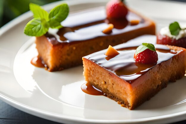 A plate of food with a strawberry on it