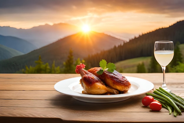 A plate of food with tomatoes on the table