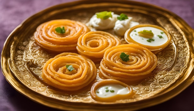 Photo a plate of food with a variety of food on it