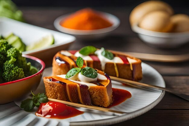 A plate of food with a variety of food on it